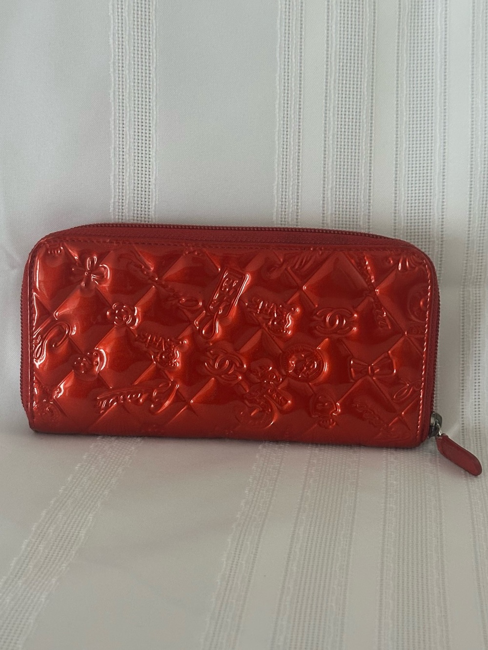 Chanel Patent Leather Long Zippy Wallet